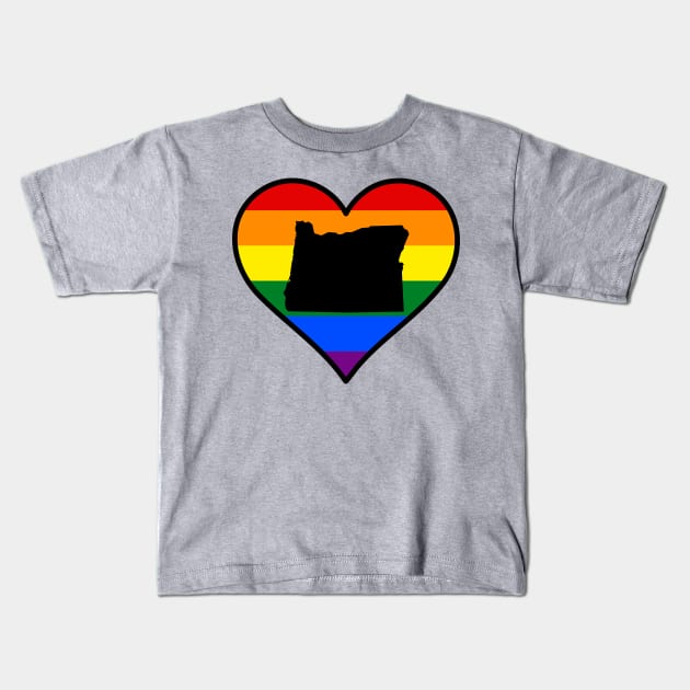 Oregon Pride Heart Kids T-Shirt by fearcity